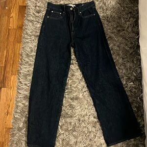 Denim forum dark denim. The Farrah hi rise wide